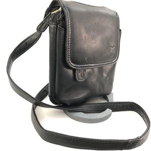 FRYE Black Leather Organizer Crossbody Shoulder Bag